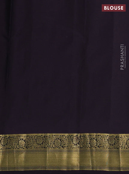 Pure kanchipuram silk saree bottle green and deep wine shade with allover zari weaves & buttas and zari wove border