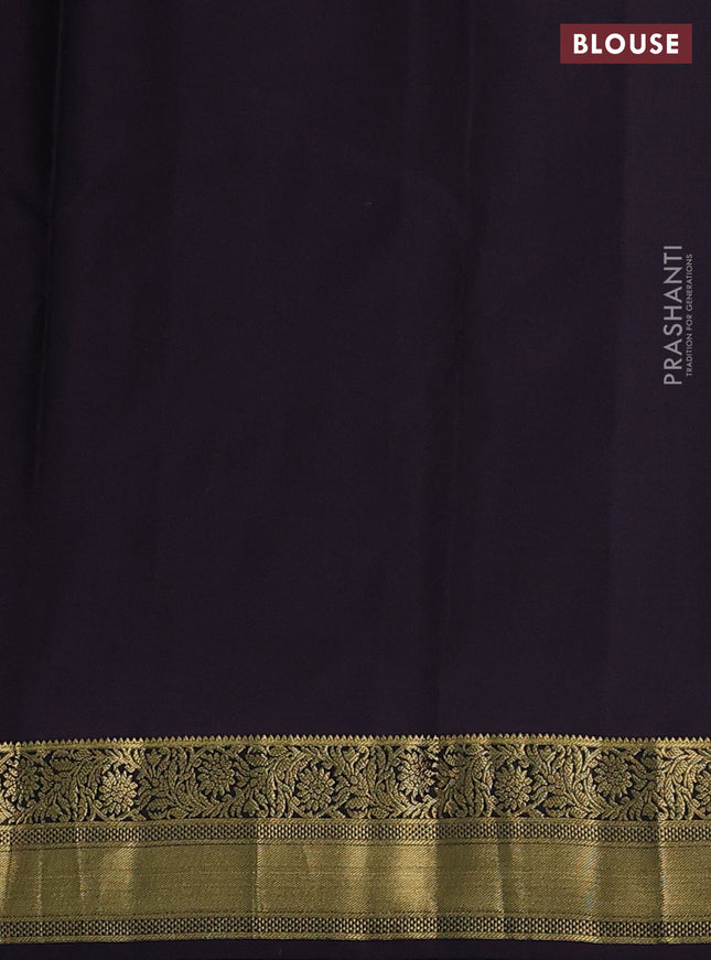 Pure kanchipuram silk saree bottle green and deep wine shade with allover zari weaves & buttas and zari wove border