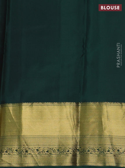 Pure kanchipuram silk saree red and bottle green with annam & rudhraksha zari woven buttas and rich zari woven border