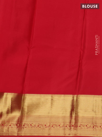 Pure kanchipuram silk saree blue and red with annam & rudhraksha zari woven buttas and rich zari woven border
