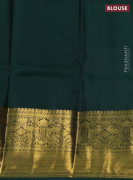 Pure kanchipuram silk saree red and dark green with zari woven buttas and long zari woven korvai border