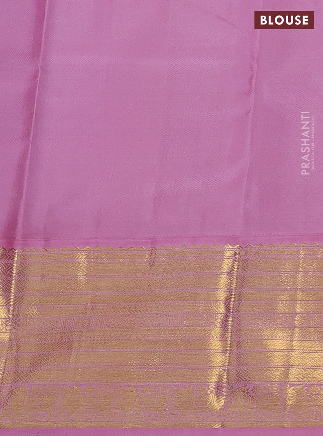 Pure kanchipuram silk saree royal blue and pastel pink with zari woven buttas and long zari woven korvai border