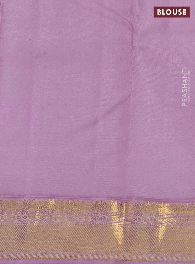 Pure kanchipuram silk saree maroon and mauve pink with allover zari stripes & zari buttas and zari woven korvai border