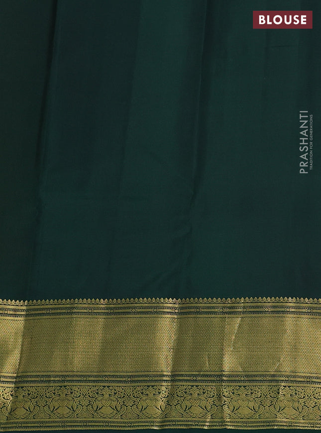 Pure kanchipuram silk saree yellow and green with allover zari checks & buttas and annam zari woven korvai border