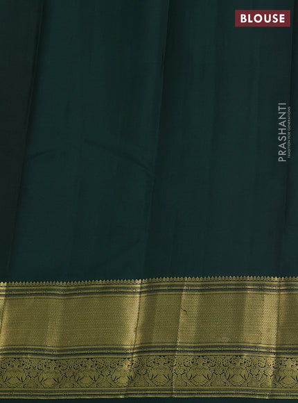 Pure kanchipuram silk saree peach pink and green with allover zari checks & buttas and annam zari woven korvai border