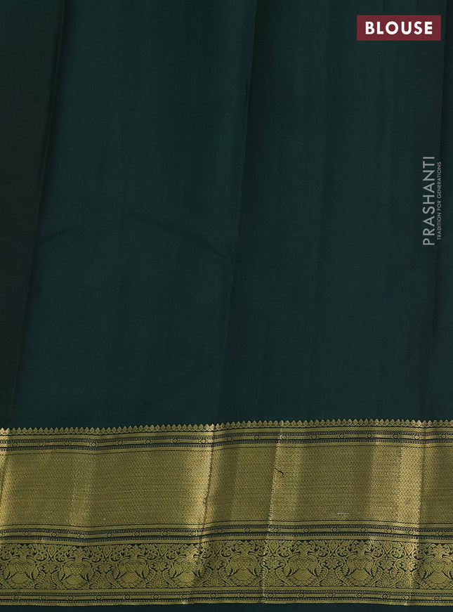 Pure kanchipuram silk saree peach pink and green with allover zari checks & buttas and annam zari woven korvai border
