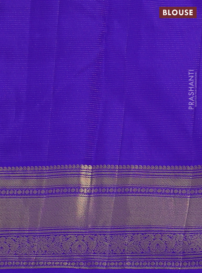 Pure kanchipuram silk saree blue with allover vairosi pattern & zari buttas and zari woven border
