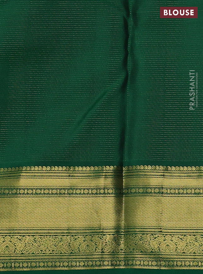 Pure kanchipuram silk saree green with allover vairosi pattern & zari buttas and zari woven border