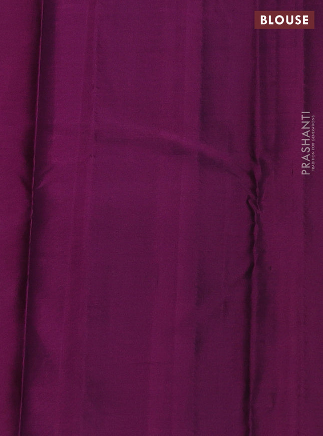 Pure kanchipuram silk saree green and purple with zari woven buttas and zari woven butta border