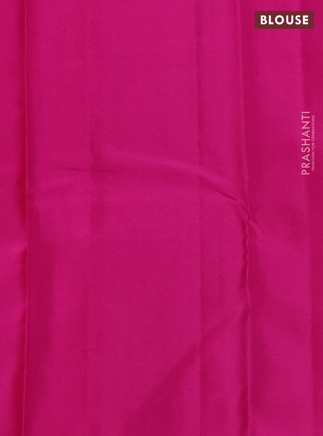 Pure kanchipuram silk saree dual shade of pinkish orange and pink with zari woven buttas and zari woven butta border