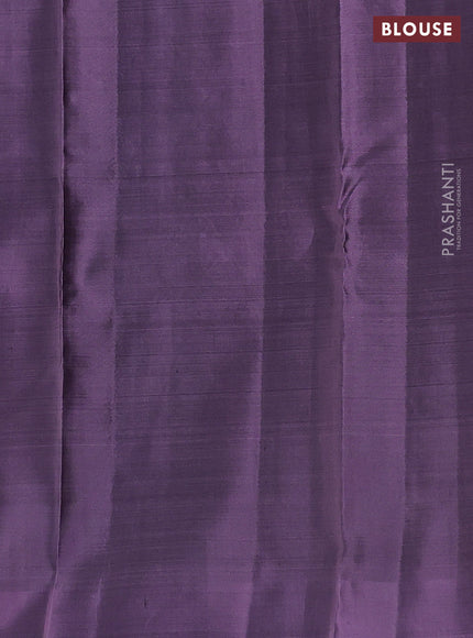Pure kanchipuram silk saree deep maroon and mild purple with zari woven buttas and zari woven butta border