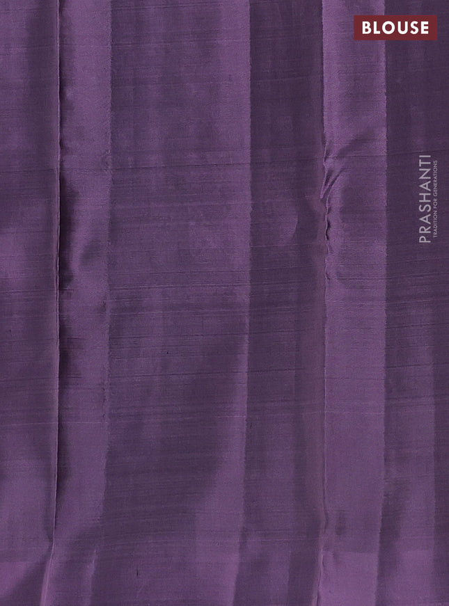 Pure kanchipuram silk saree deep maroon and mild purple with zari woven buttas and zari woven butta border