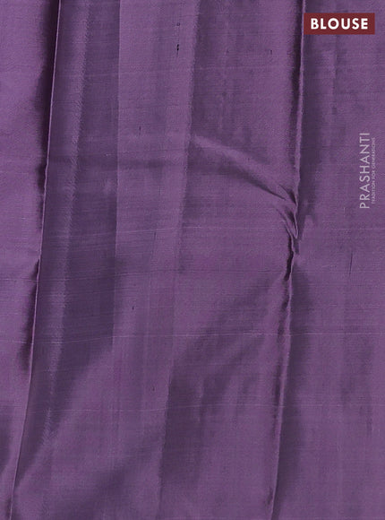 Pure kanchipuram silk saree blue and mild purple with zari woven buttas and zari woven butta border
