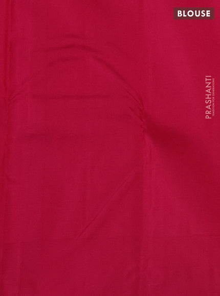 Pure kanchipuram silk saree cream and pink with allover stripes pattern and simple border