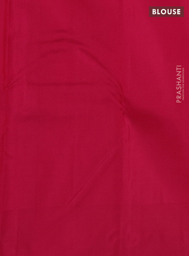 Pure kanchipuram silk saree cream and pink with allover stripes pattern and simple border