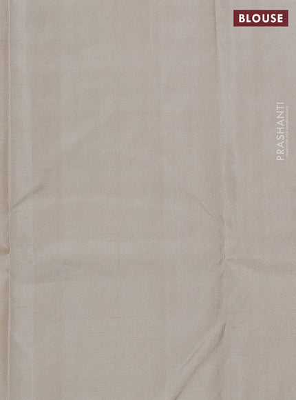 Pure kanchipuram silk saree red and beige with allover stripes pattern and simple border