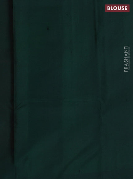 Pure kanchipuram silk saree dual shade of pinkish orange and dark green with zari woven buttas and zari woven butta border