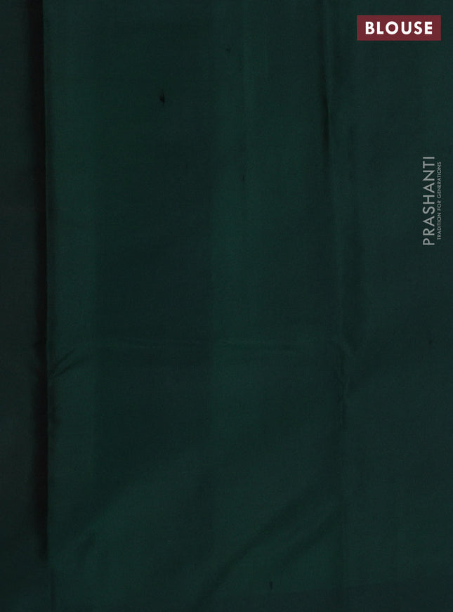 Pure kanchipuram silk saree dual shade of pinkish orange and dark green with zari woven buttas and zari woven butta border