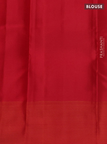 Pure kanchipuram silk saree green and red with zari woven buttas and zari woven border