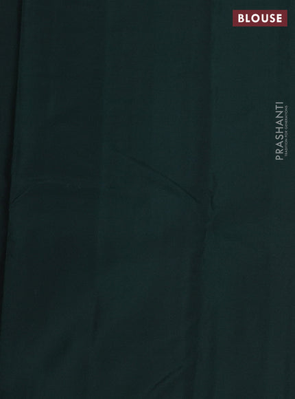 Pure kanchipuram silk saree peach pink and bottle green with zari woven buttas in borderless style