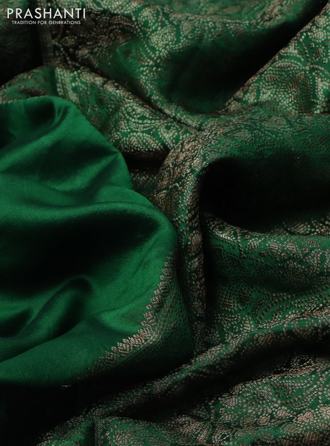 Chiniya silk saree green with plain body and woven border