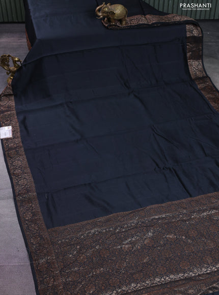 Chiniya silk saree black with plain body and woven border