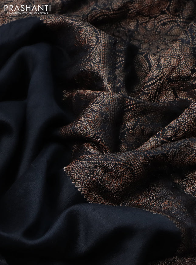 Chiniya silk saree black with plain body and woven border