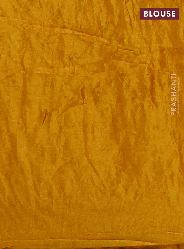 Chiniya silk saree mustard yellow with plain body and woven border