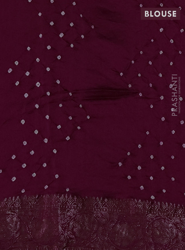 Chiniya silk saree wine shade with plain body and woven border