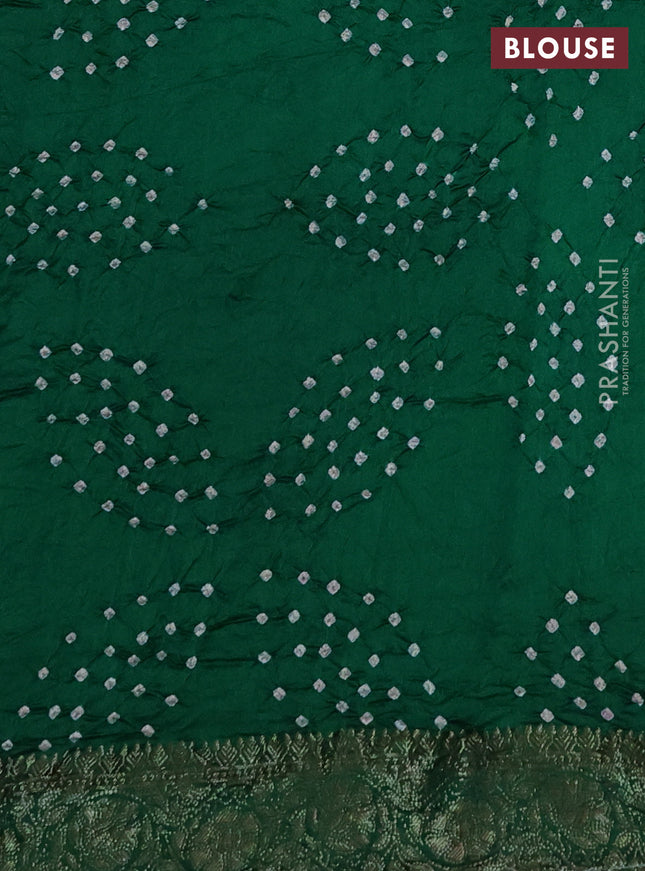 Chiniya silk saree green with plain body and woven border