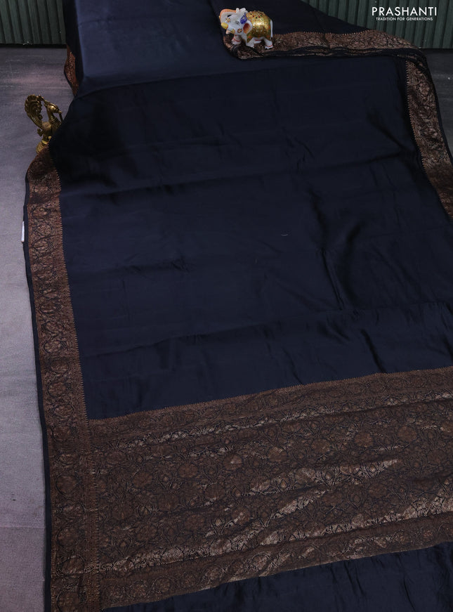 Chiniya silk saree black with plain body and woven border