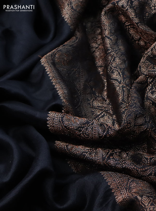 Chiniya silk saree black with plain body and woven border