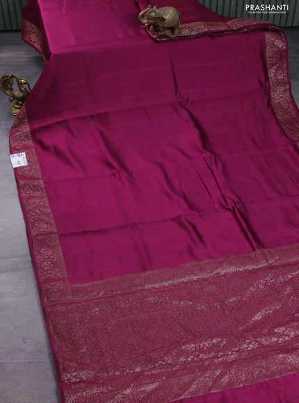 Chiniya silk saree wine shade with plain body and woven border