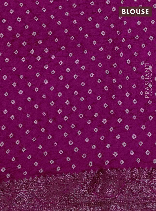 Chiniya silk saree magenta pink with plain body and woven border