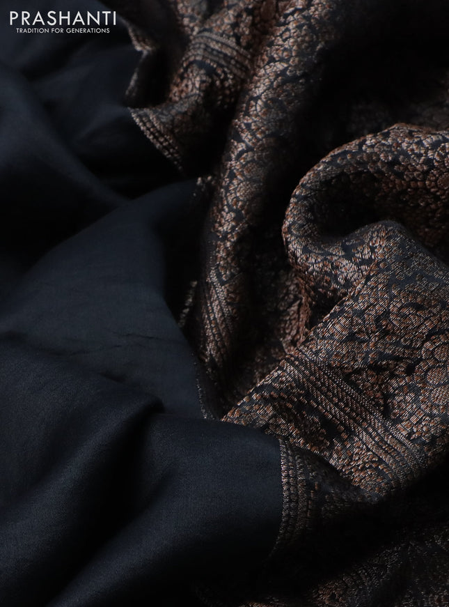 Chiniya silk saree black with plain body and woven border