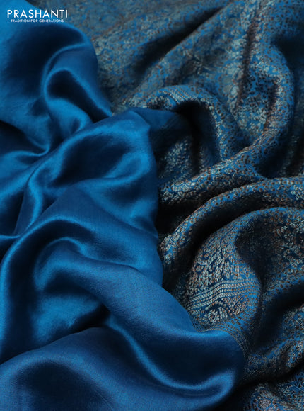 Chiniya silk saree cs blue with plain body and woven border