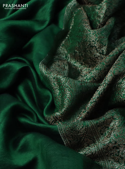 Chiniya silk saree green with plain body and woven border