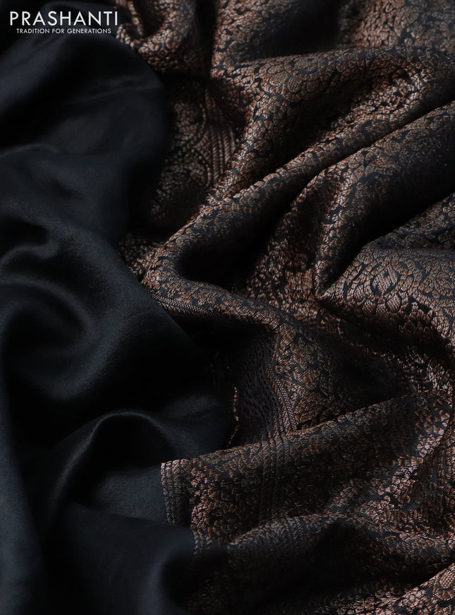 Chiniya silk saree black with plain body and woven border