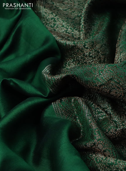 Chiniya silk saree green with plain body and woven border