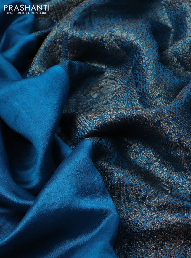 Chiniya silk saree cs blue with plain body and woven border