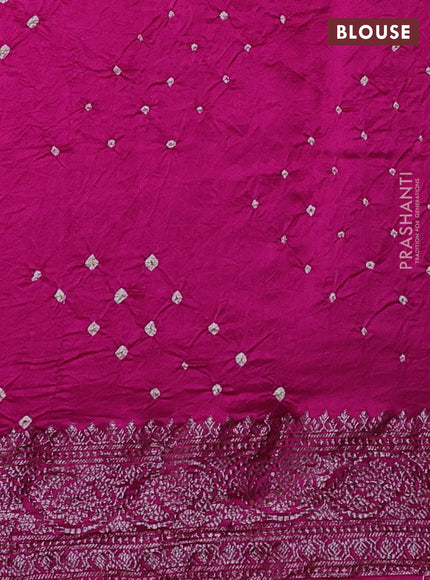 Chiniya silk saree magenta pink with plain body and woven border