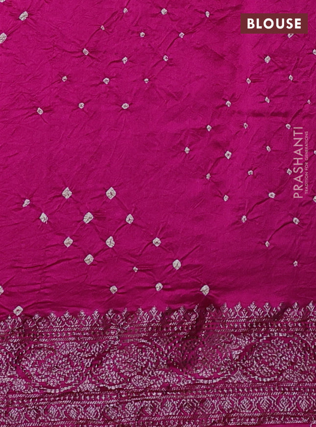 Chiniya silk saree magenta pink with plain body and woven border