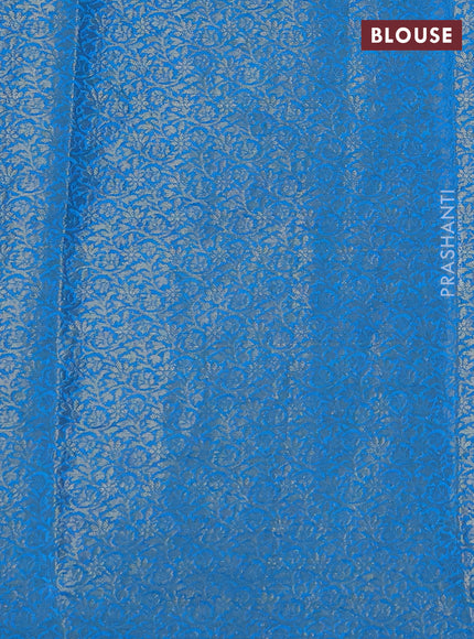 Chiniya silk saree cs blue with allover zari weaves & bandhini prints and zari woven border