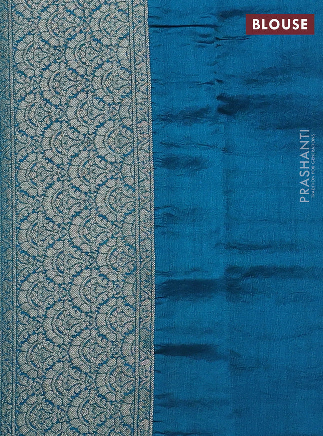 Chiniya silk saree teal green and cs blue with allover zari weaves & bandhini prints and zari woven border