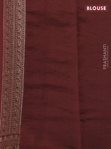 Chiniya silk saree sap green and deep maroon with allover zari weaves & bandhini prints and zari woven border