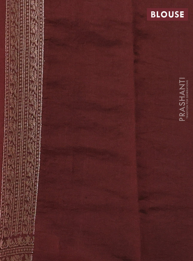 Chiniya silk saree sap green and deep maroon with allover zari weaves & bandhini prints and zari woven border