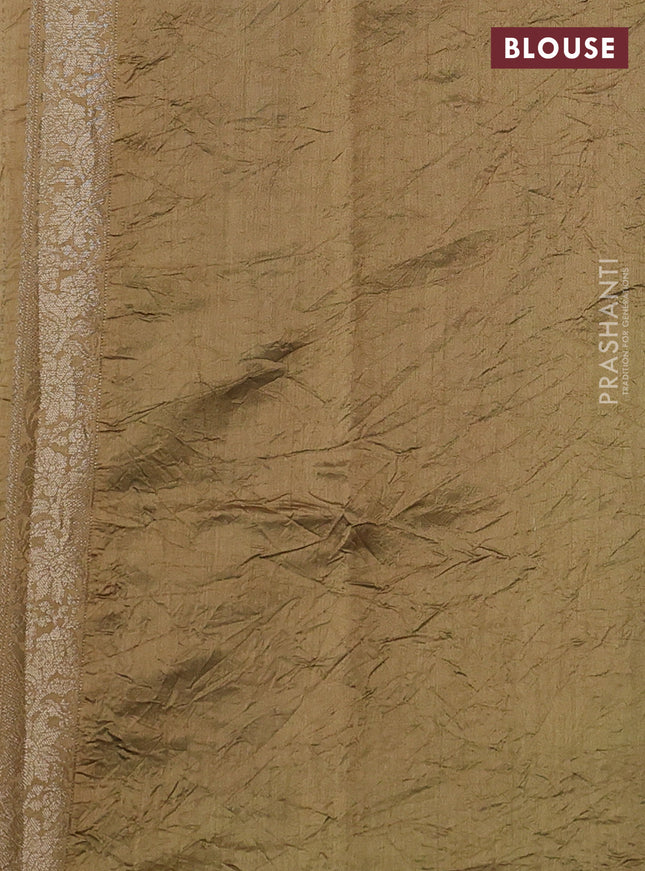 Chiniya silk saree pastel blue and teal green with allover zari buttas & bandhini prints and zari woven border