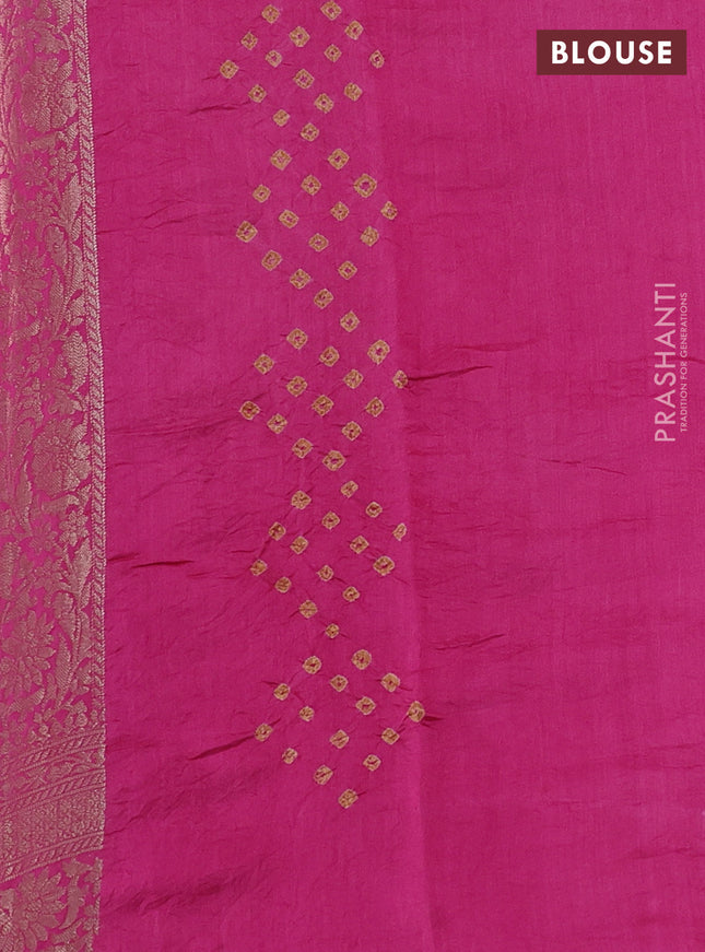 Chiniya silk saree purple and pink with allover zari buttas & bandhini prints and zari woven border