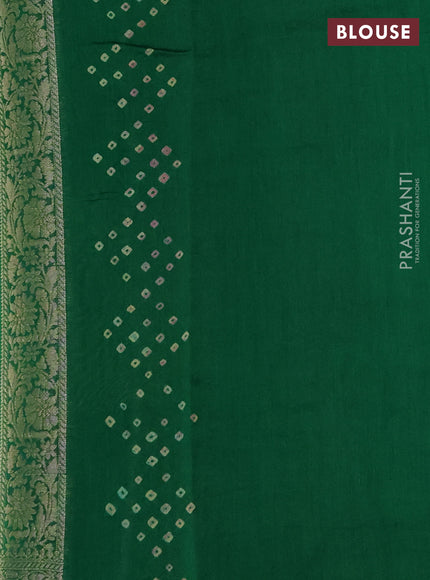 Chiniya silk saree pastel green and green with allover zari weaves & bandhini prints and zari woven border