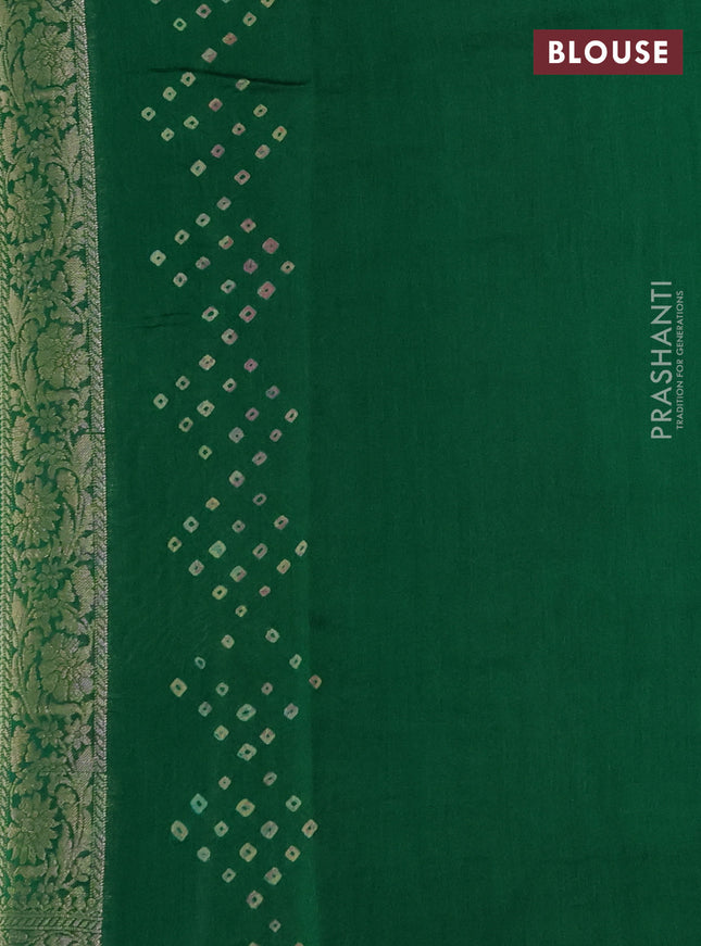 Chiniya silk saree pastel green and green with allover zari weaves & bandhini prints and zari woven border